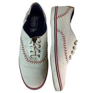 Keds MLBP LA Baseball Low Top White Red Flat Sneakers Women's 8.5 WF-55524M